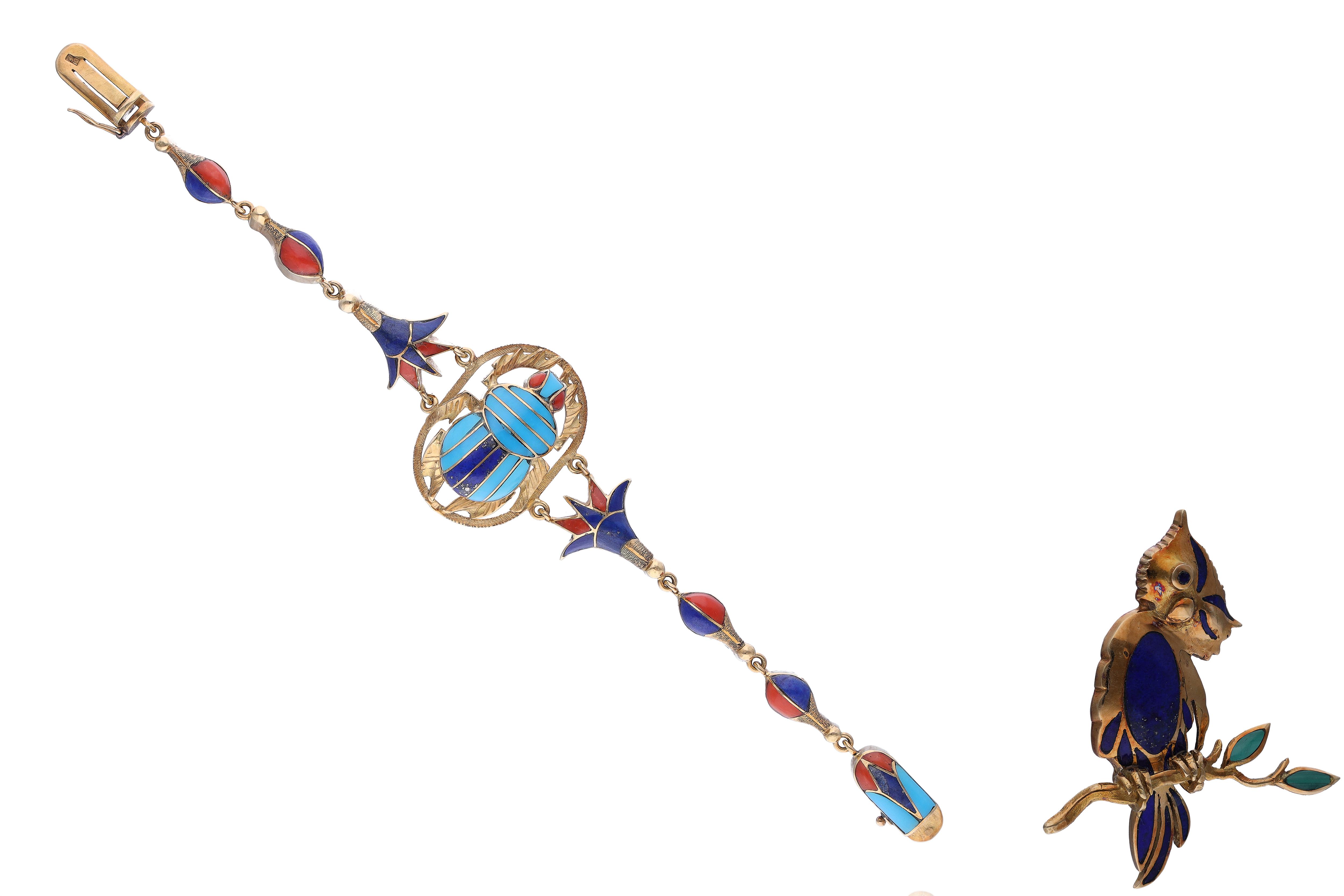 Bracciale e spilla con pietre e coralli - Asta Preziosi Online