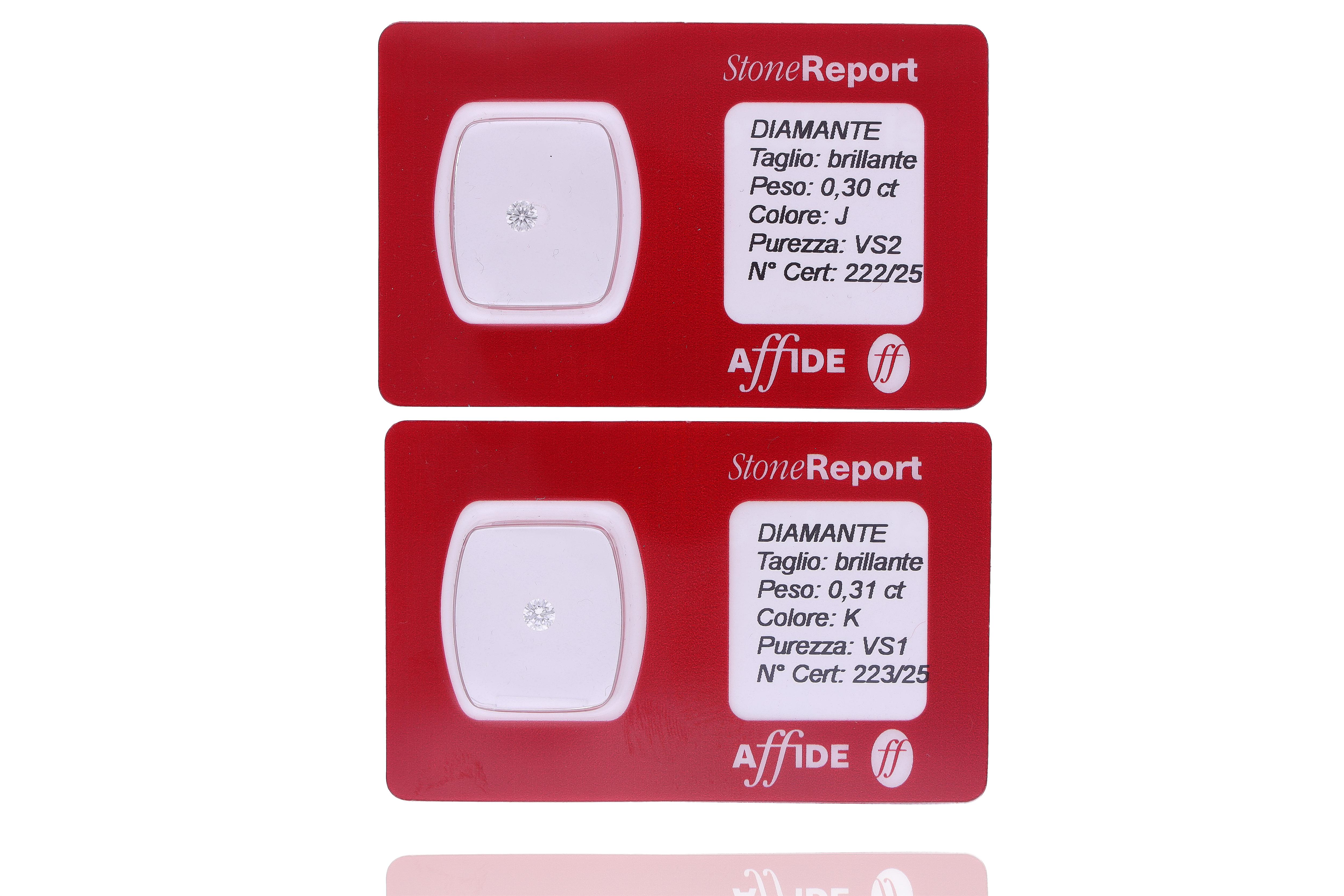 Due diamanti taglio brillante, ct 0,30 e ct 0,31 - Asta Preziosi Online