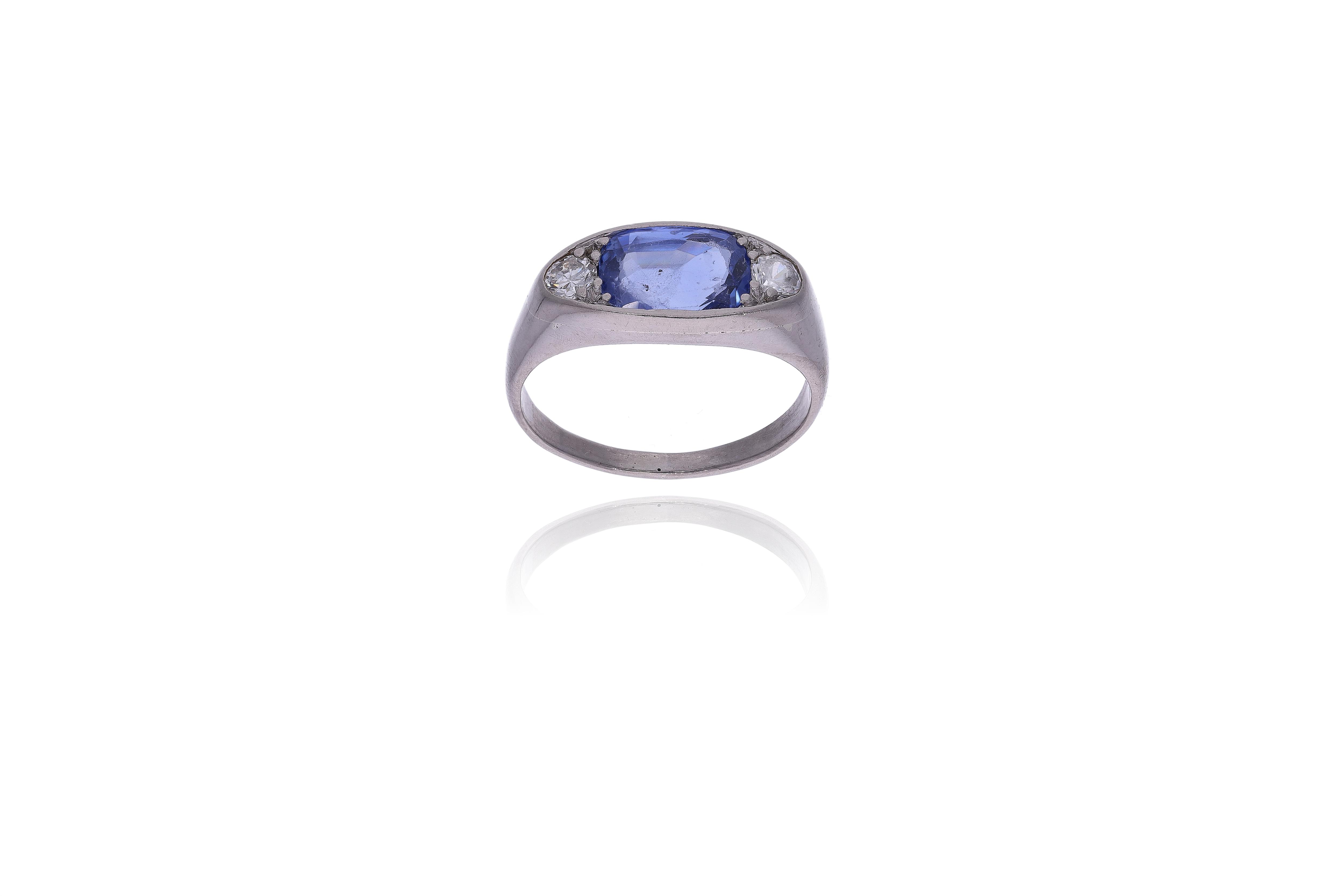 Anello con zaffiro, diamante e zircone naturale - Asta Preziosi Online