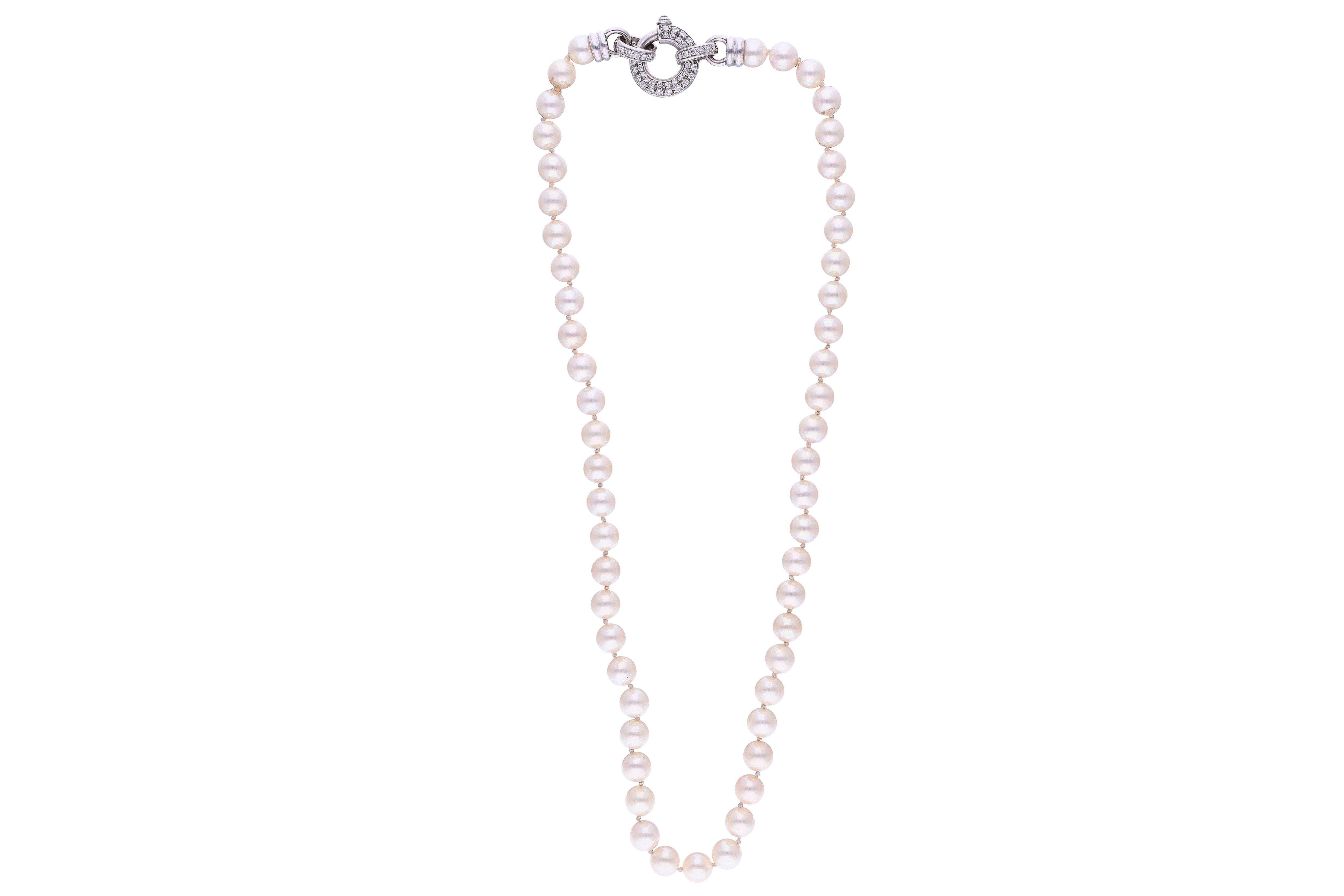 Collana di perle coltivate e diamanti - Asta Preziosi Online
