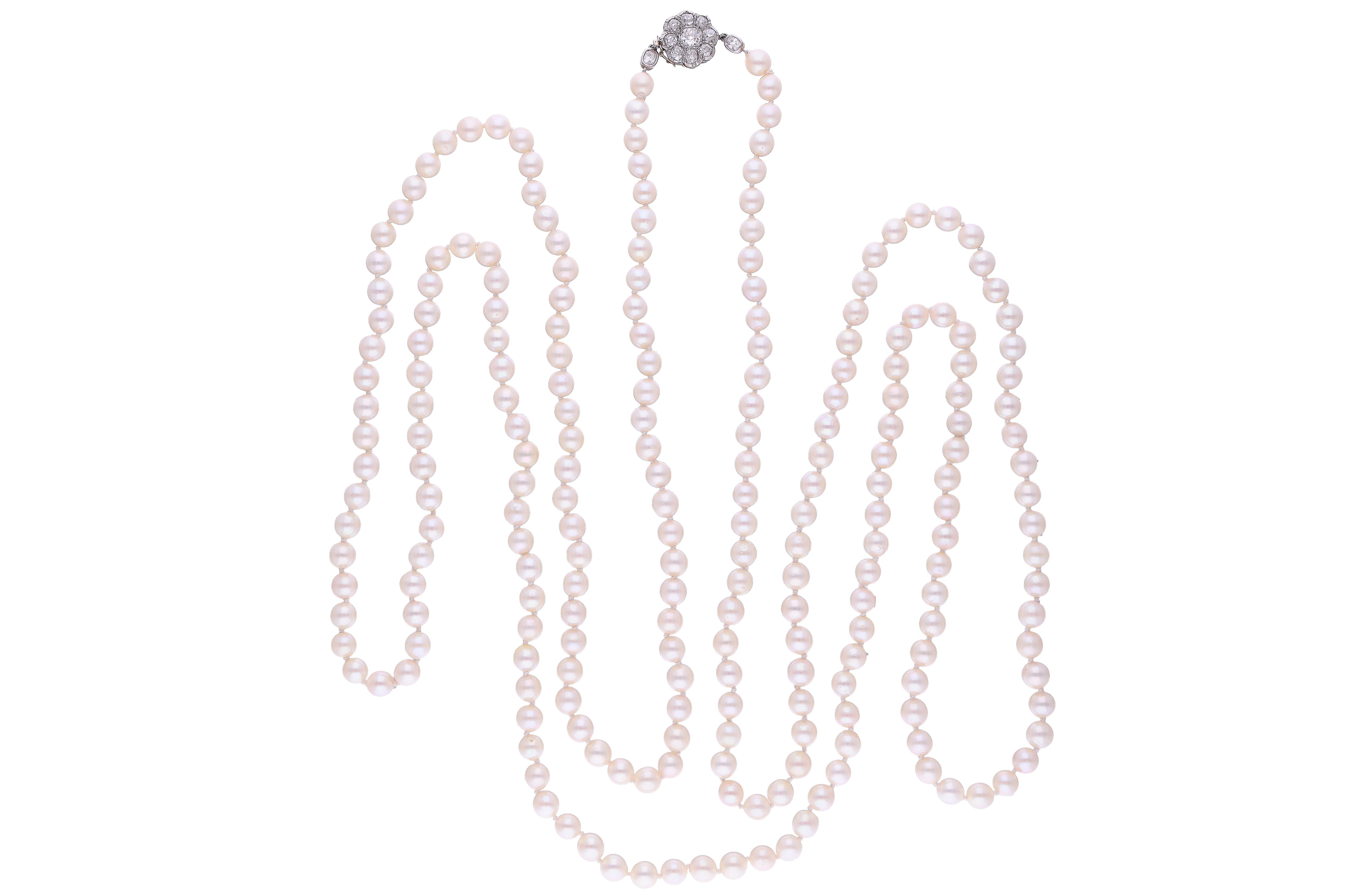 Collana di perle coltivate e diamanti - Asta Preziosi Online