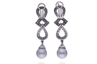 Orecchini con diamanti e perle coltivate - Asta Preziosi Online