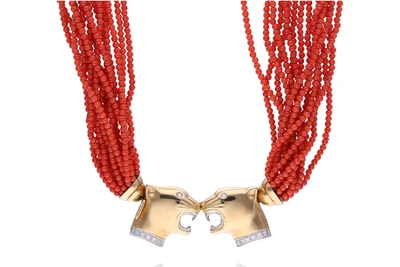 Collana con coralli e diamanti - Asta Preziosi Online