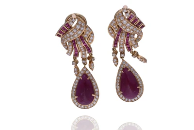 Paio di orecchini con rubini e diamanti - Asta Preziosi Online
