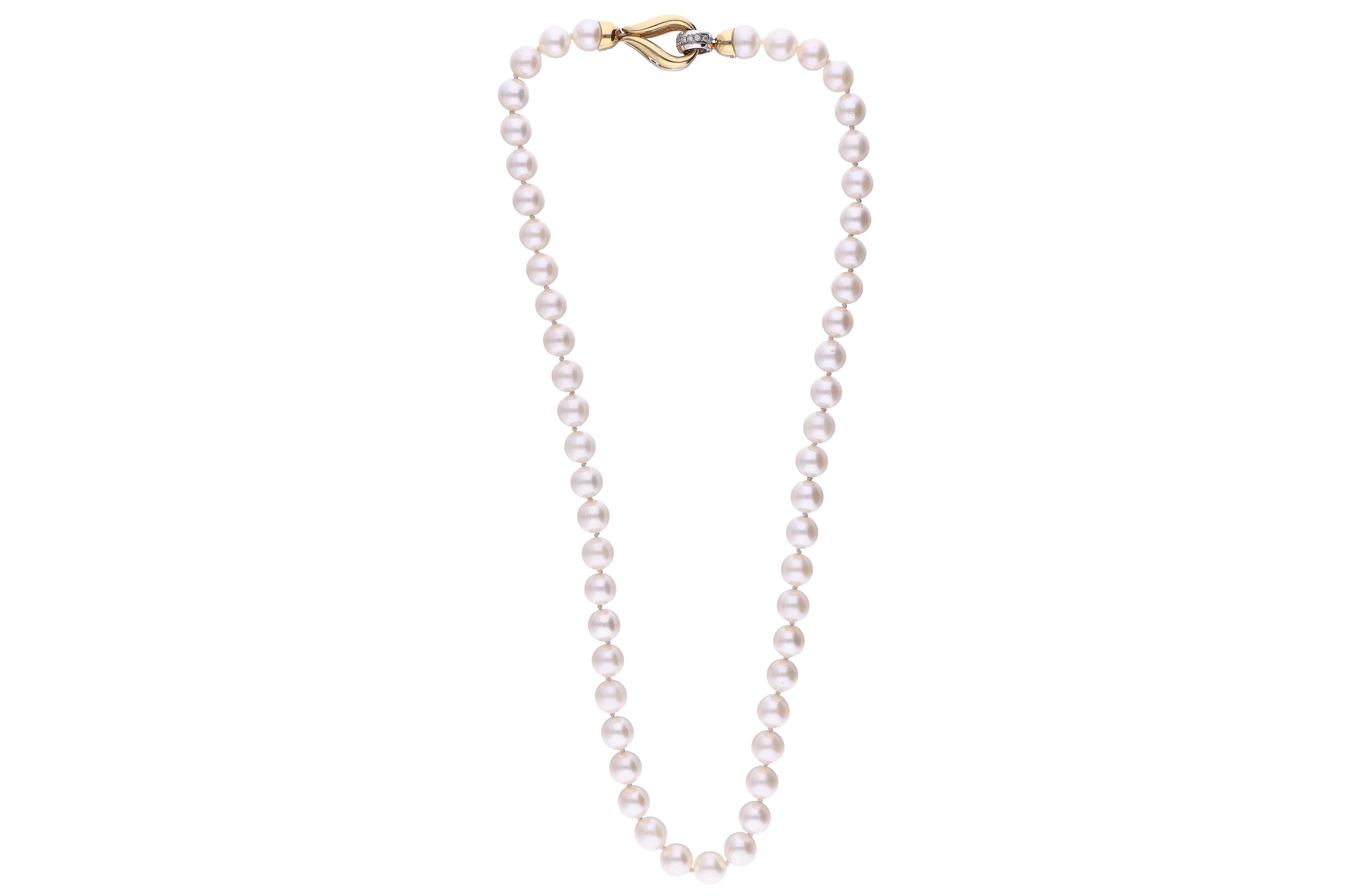 Collana di perle coltivate con diamanti - Asta Preziosi Online