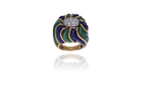 Anello con diamanti e smalti - Asta Preziosi Online