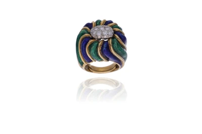 Anello con diamanti e smalti - Asta Preziosi Online