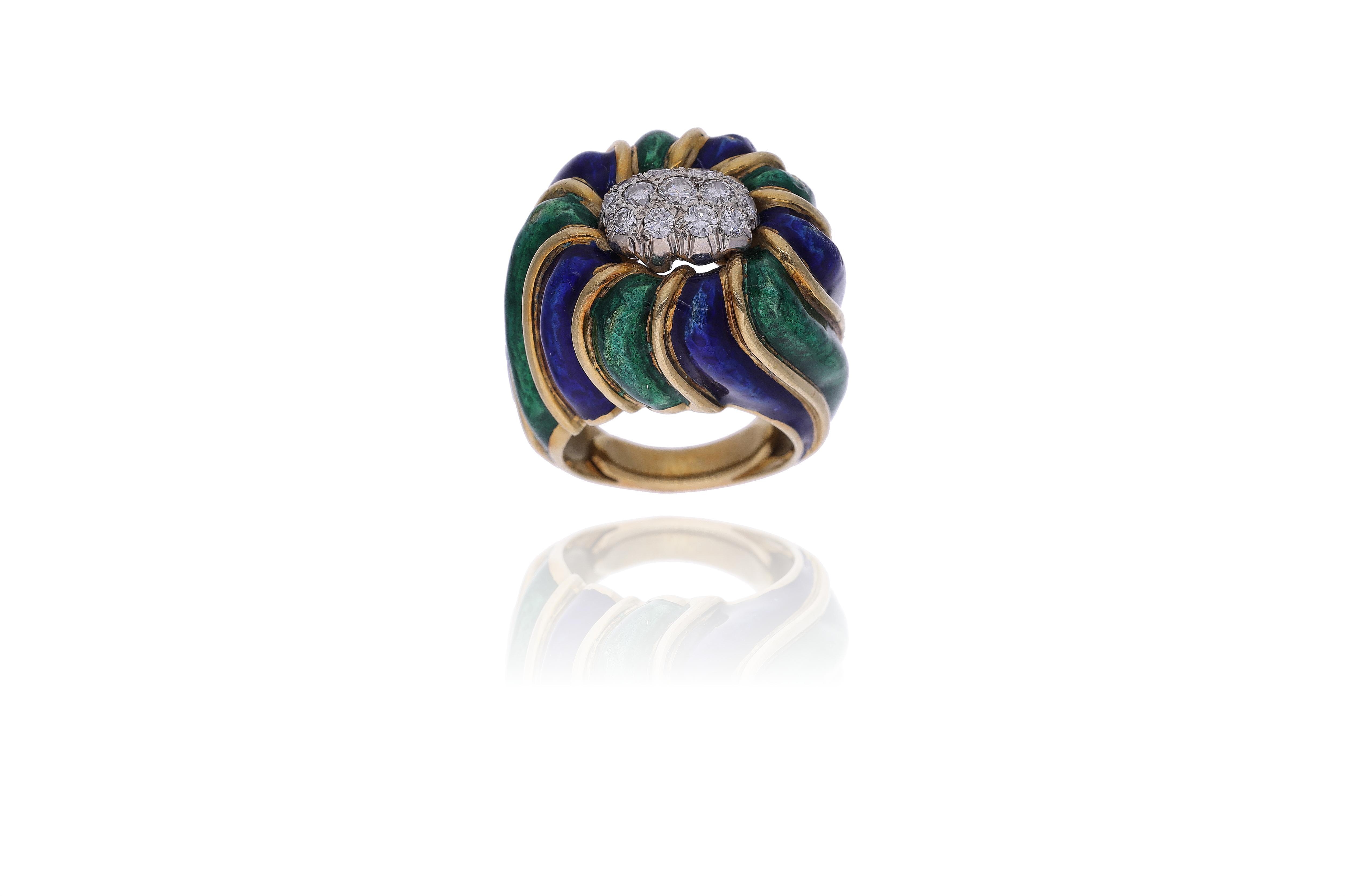 Anello con diamanti e smalti - Asta Preziosi Online
