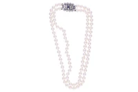 Collana di perle coltivate diamanti e zaffiri - Asta Preziosi