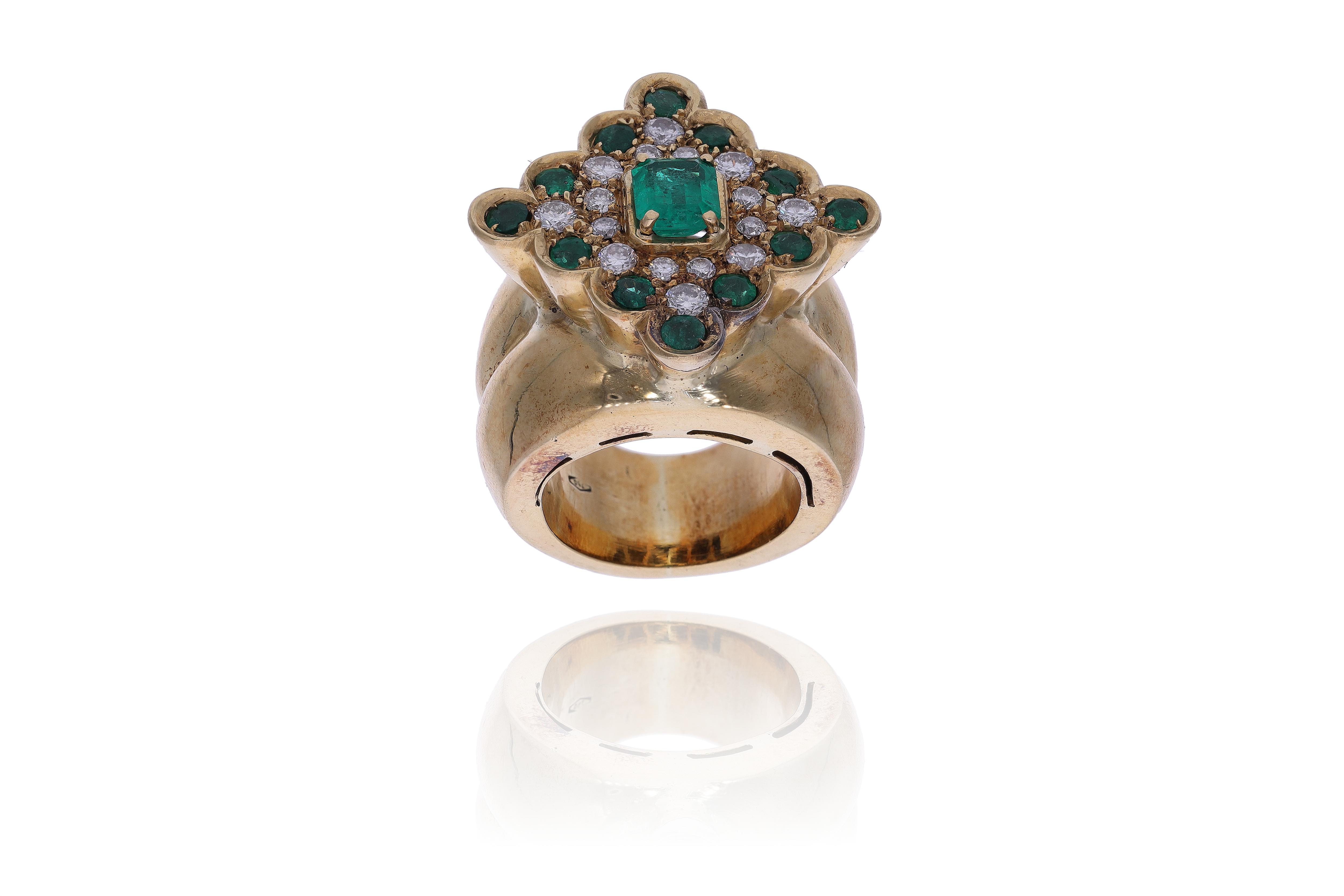 Anello con smeraldi e diamanti - Asta Preziosi