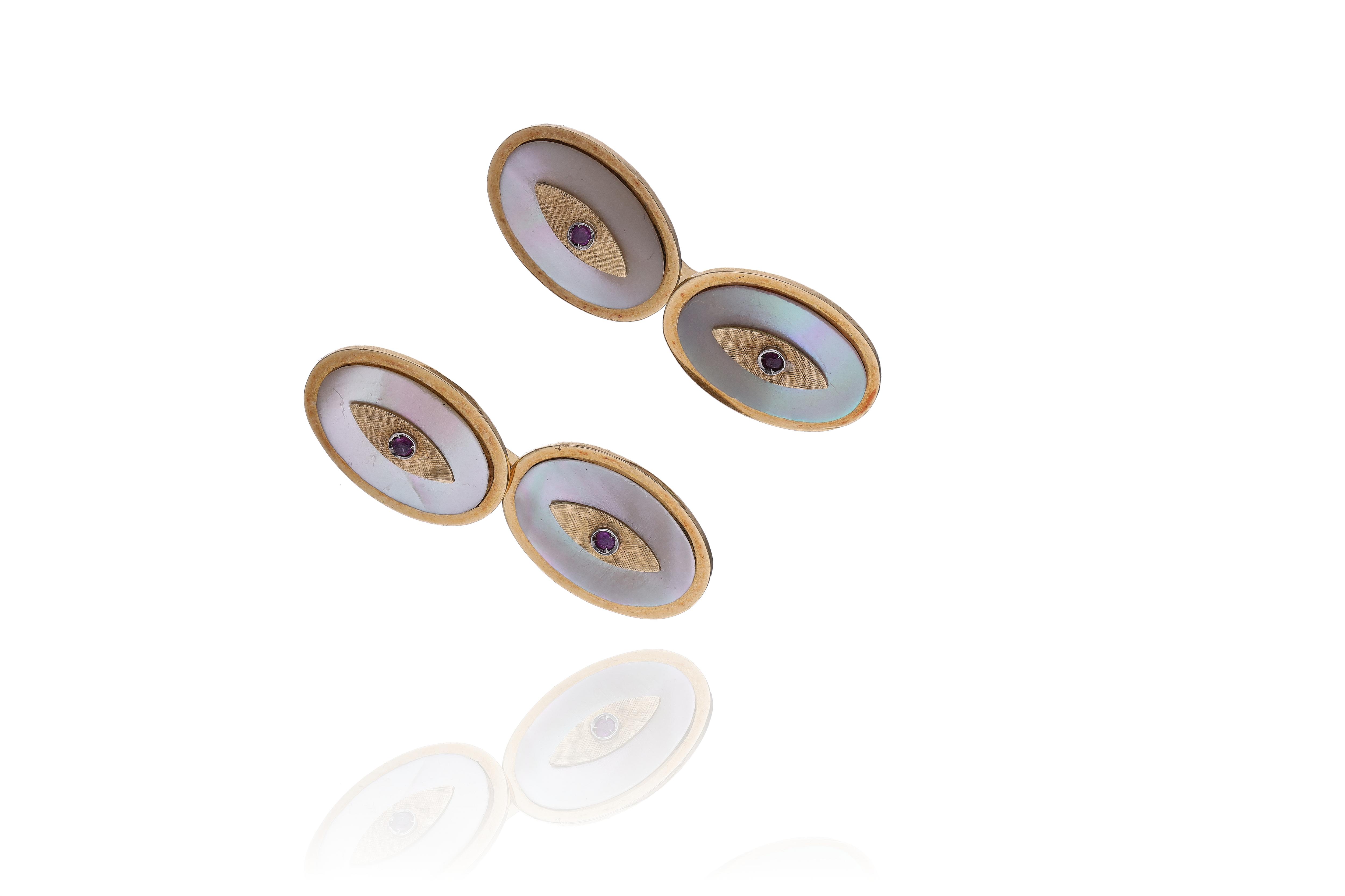 Gemelli con madreperla e pietre - Asta Preziosi