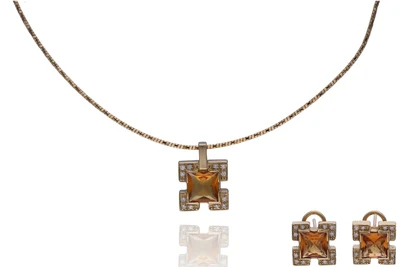 Parure con quarzi e diamanti - Asta Preziosi