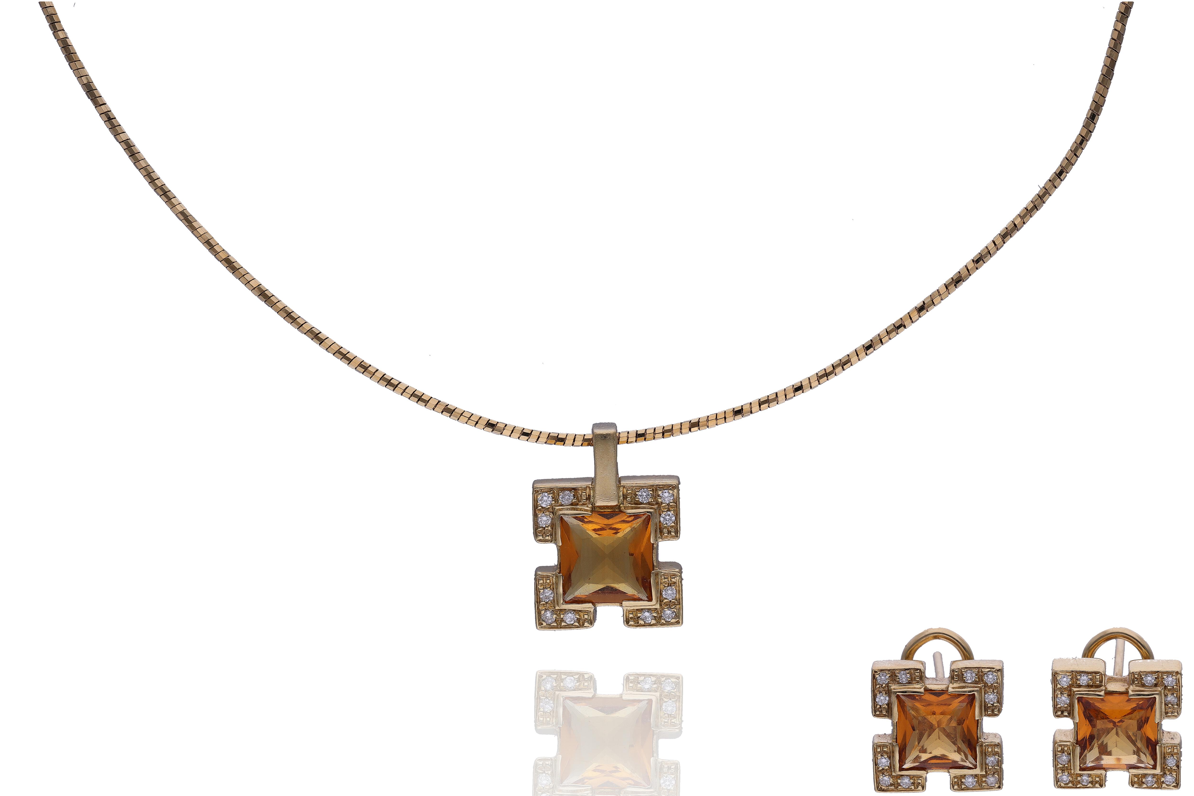 Parure con quarzi e diamanti - Asta Preziosi