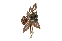 Spilla con diamanti, smalti e pietre - Asta Preziosi