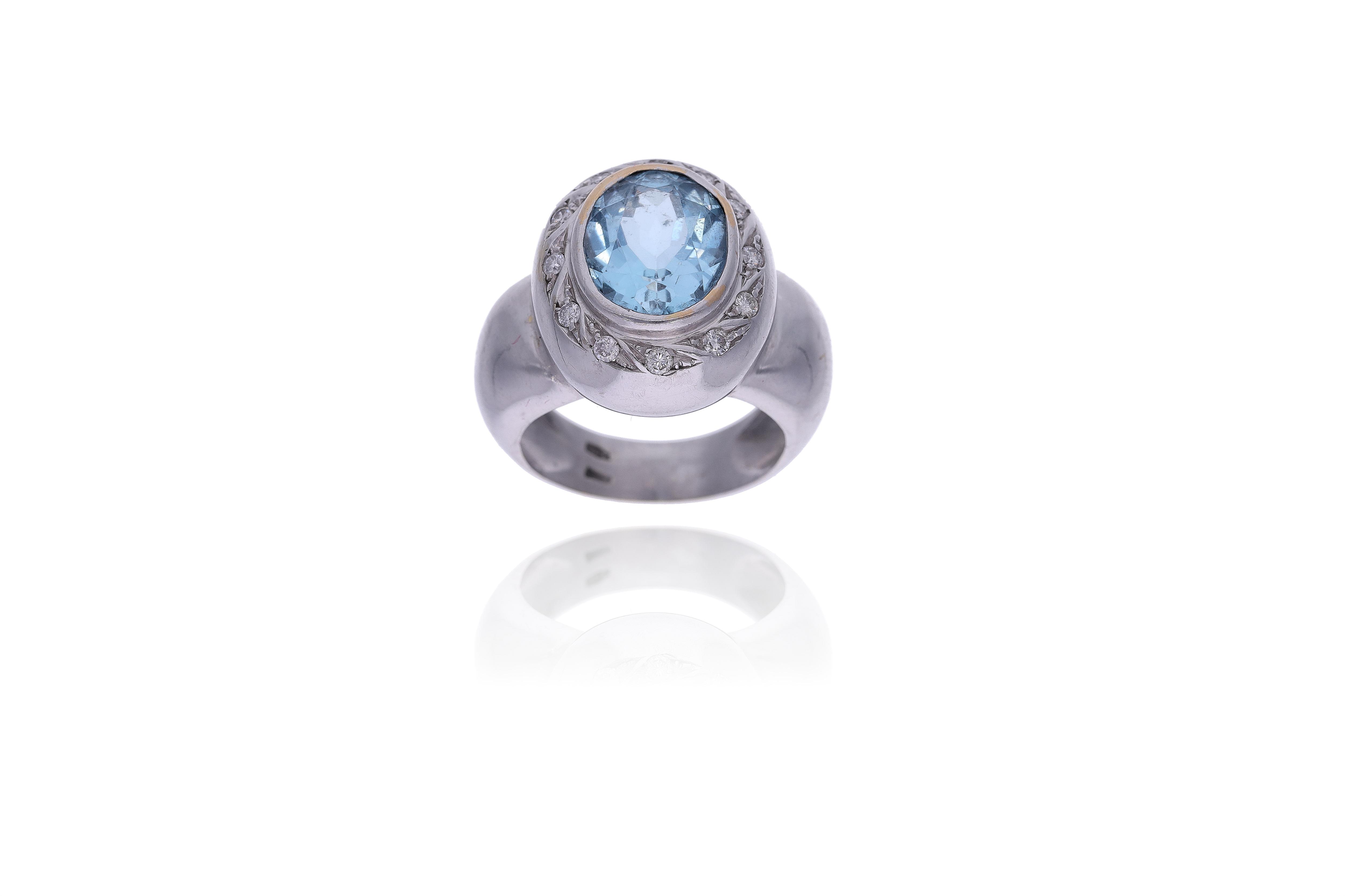 Anello con diamanti e pietra - Asta Preziosi