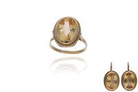 Parure anello e orecchini con quarzi - Asta Preziosi