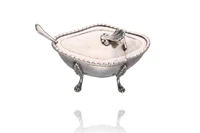 Formaggiera in metallo argentato e e tre cucchiaini in argento - Asta Preziosi