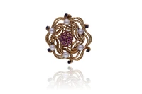 Spilla con rubini, zaffiri e perle coltivate - Asta Preziosi