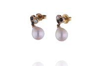 Orecchini con diamanti, zaffiri e perle coltivate - Asta Preziosi