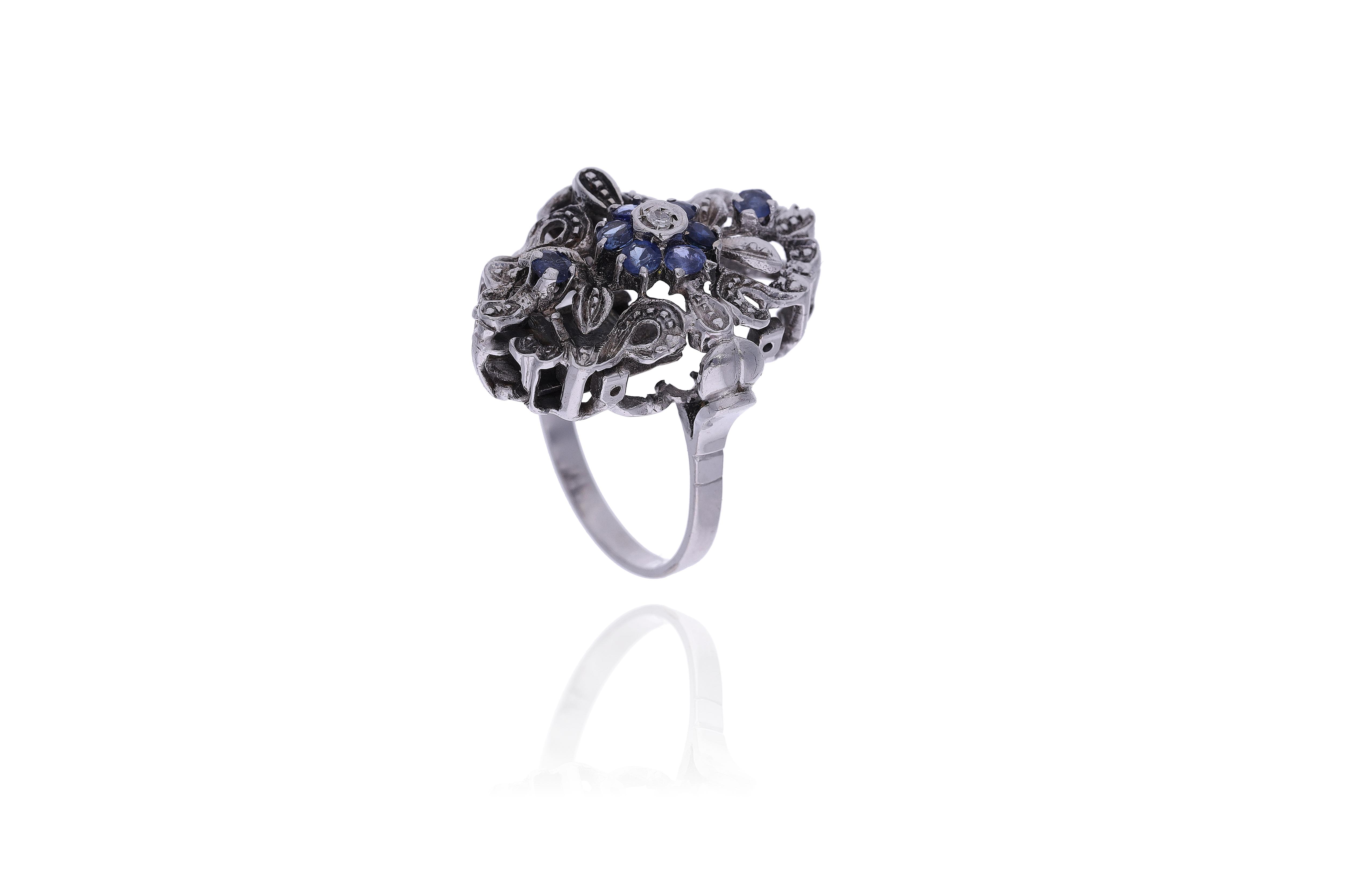 Anello con diamante e zaffiri - Asta Preziosi