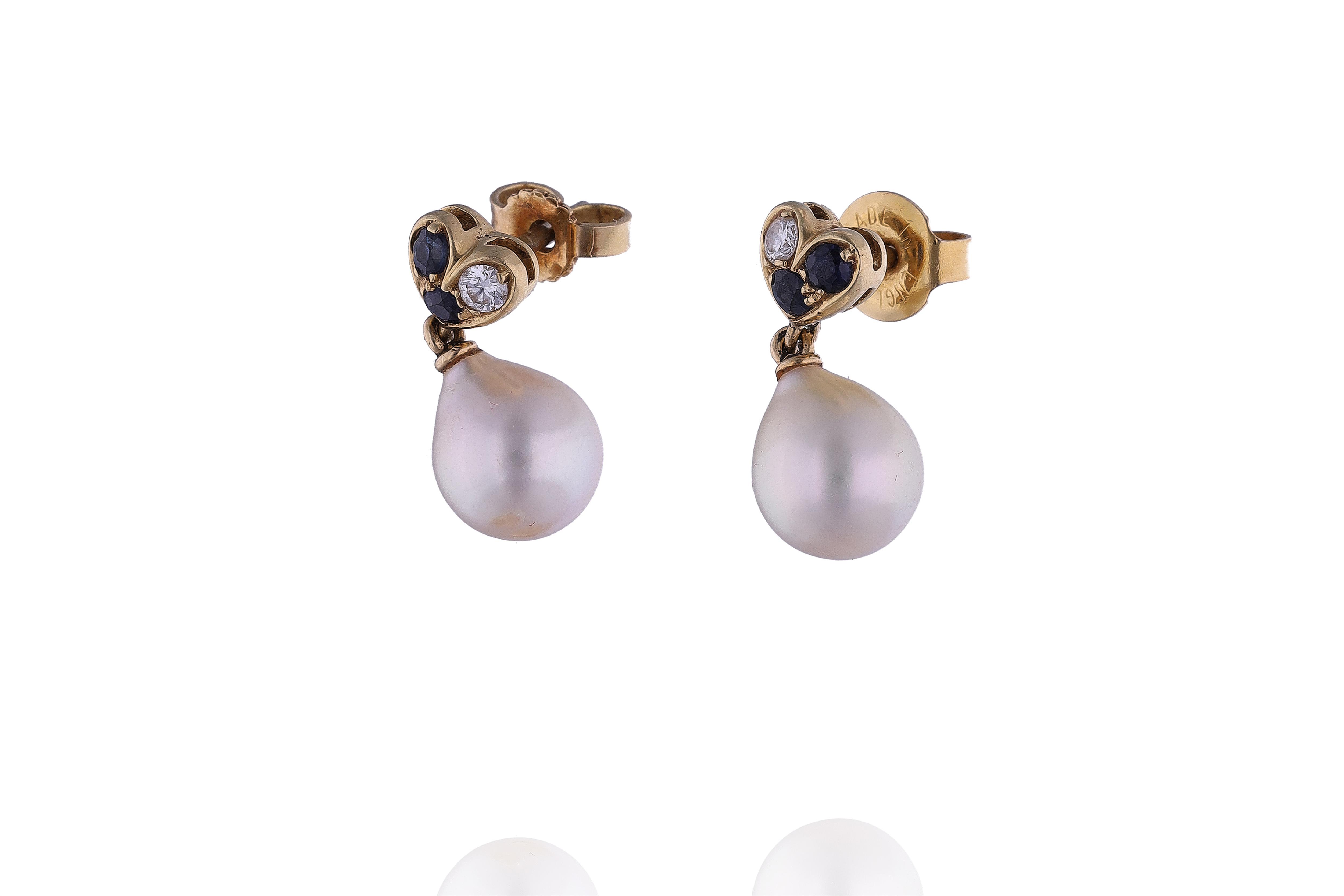 Orecchini con diamanti, zaffiri e perle coltivate - Asta Preziosi