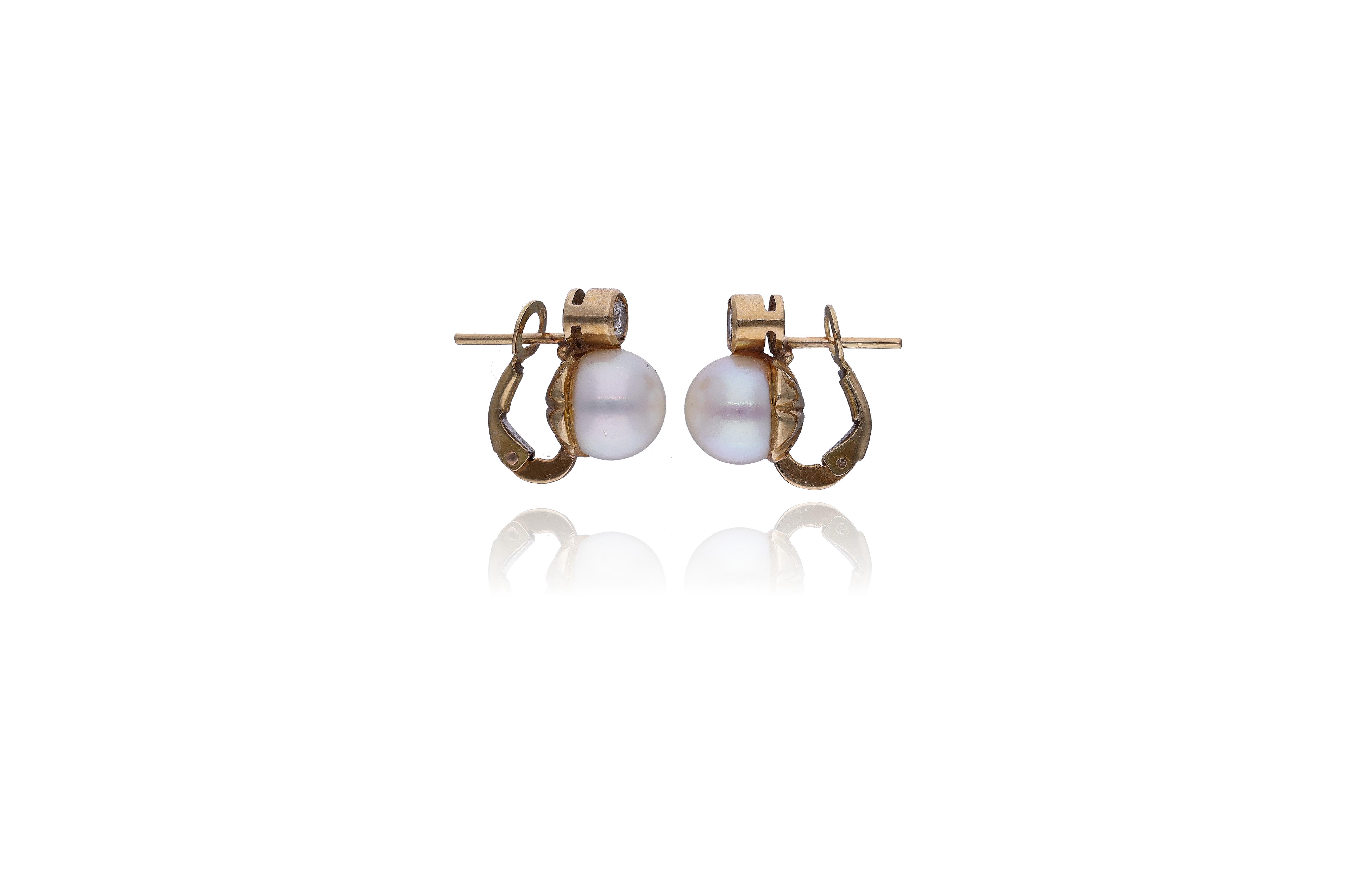 Orecchini con perle coltivate e diamanti - Asta Preziosi