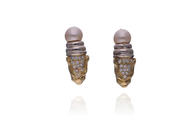 Orecchini con perle coltivate e diamanti - Asta Preziosi