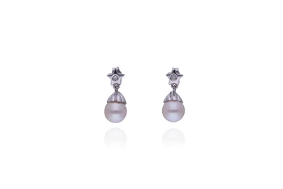 Orecchini con diamanti e perle coltivate - Asta Preziosi