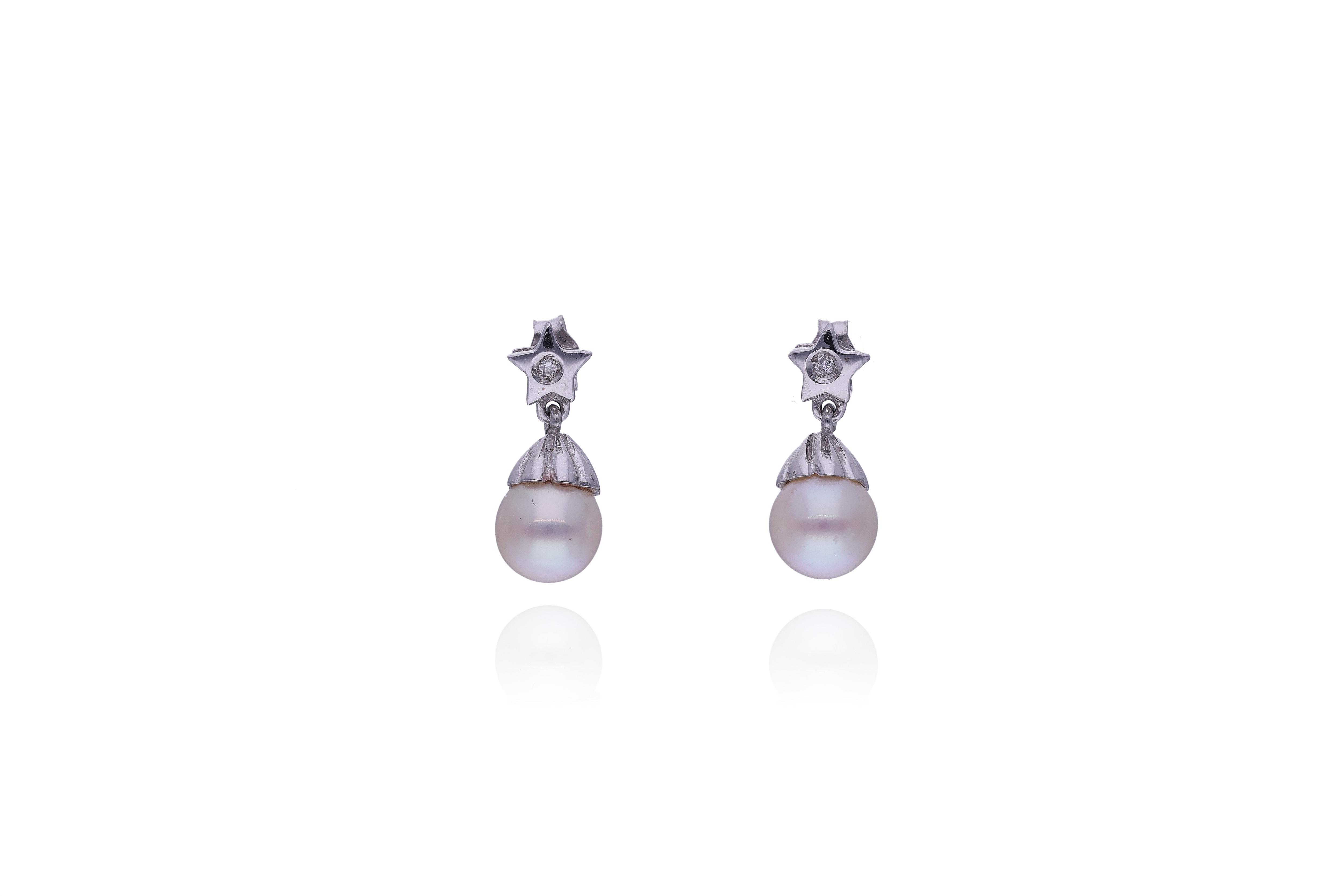 Orecchini con diamanti e perle coltivate - Asta Preziosi