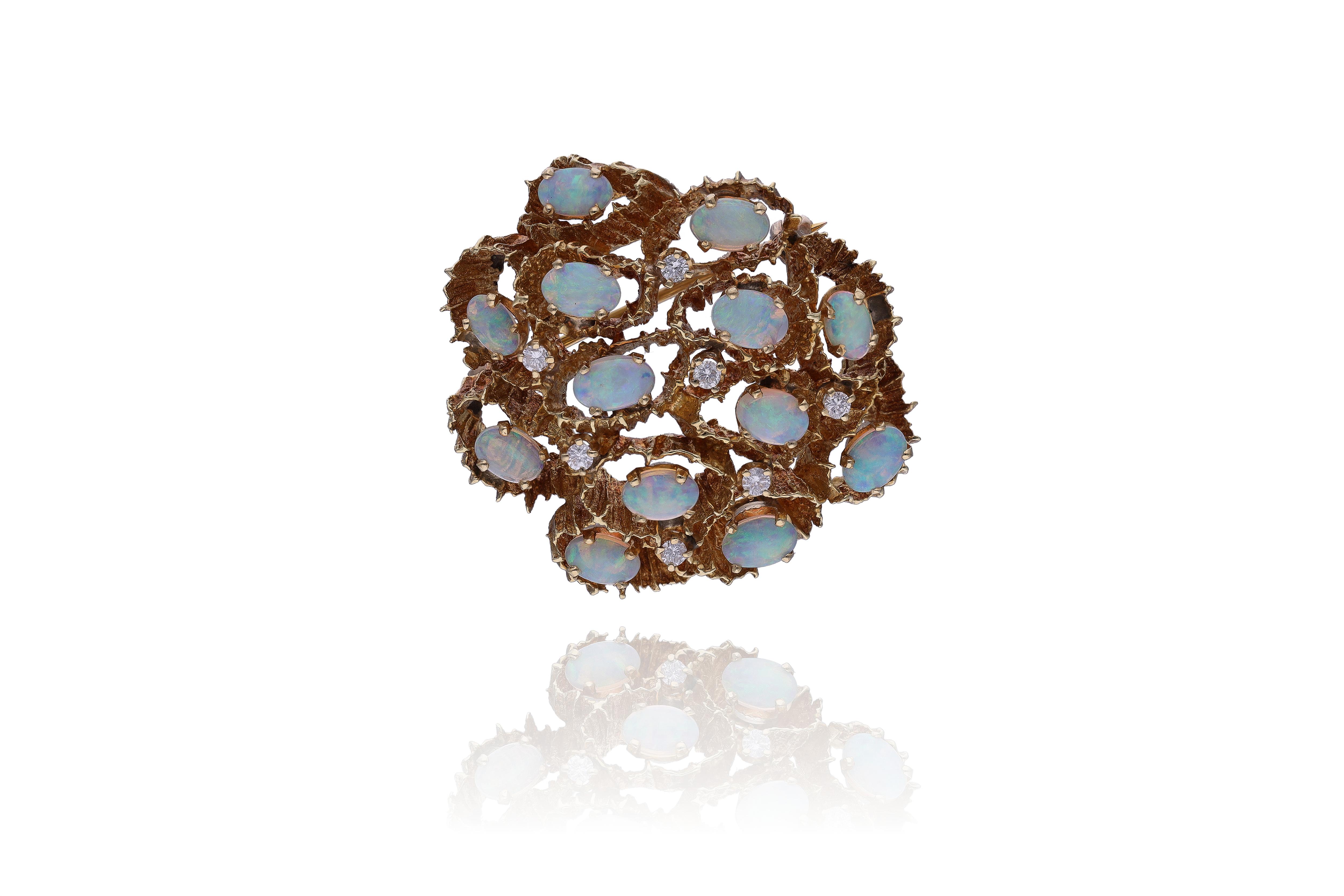 Spilla/ Ciondolo con diamanti e opali - Asta Preziosi