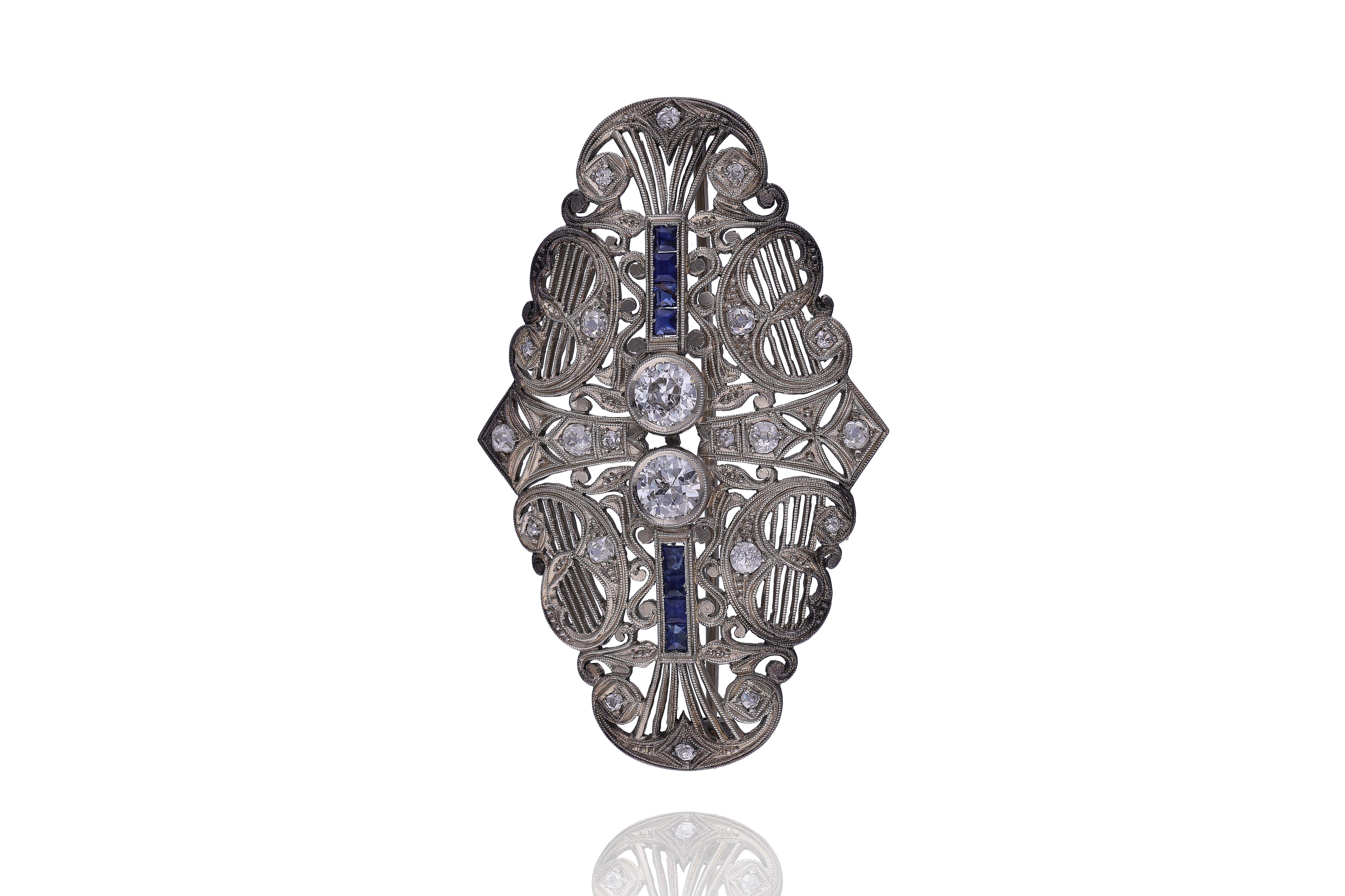 Spilla con zaffiri e diamanti - Asta Preziosi