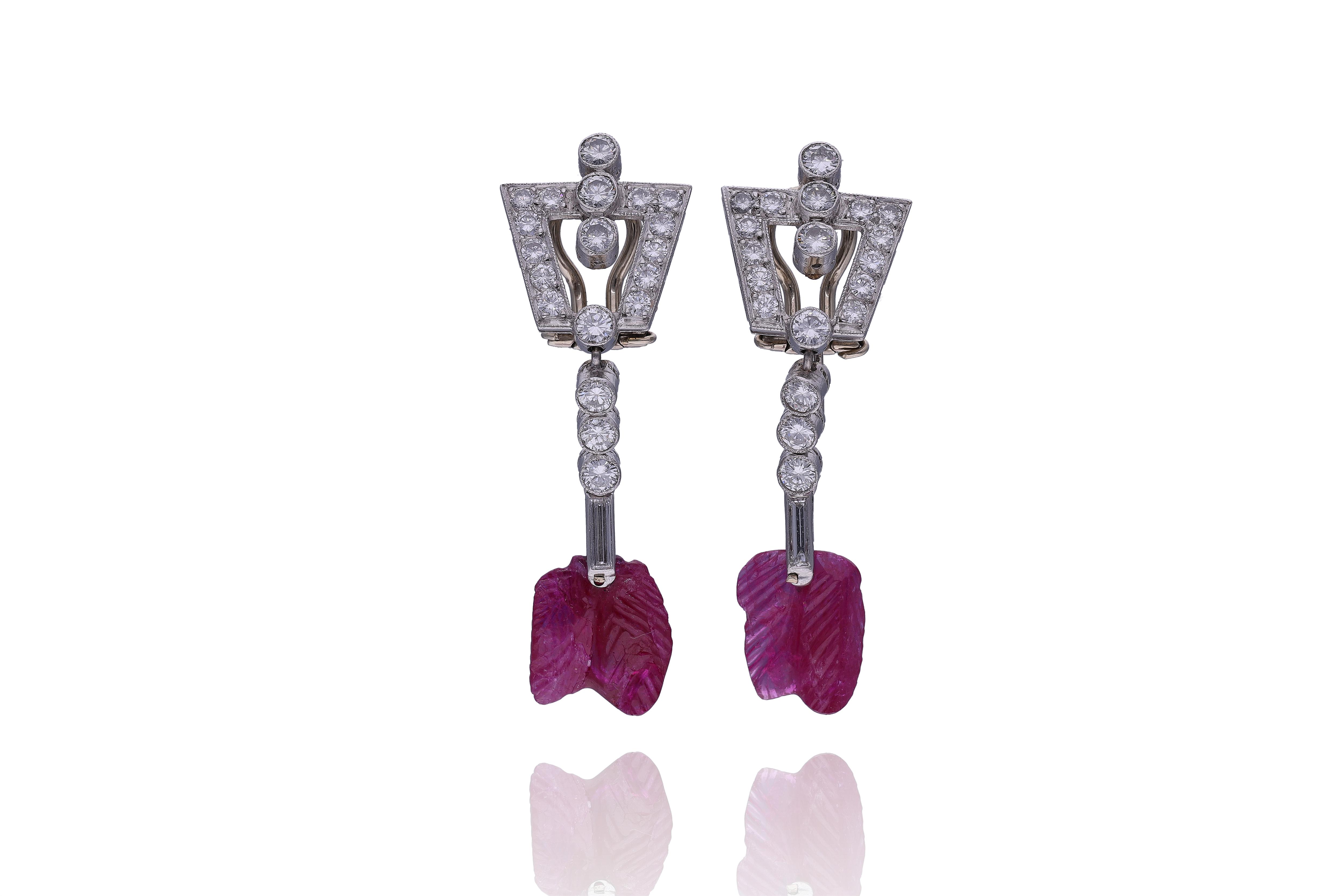 Orecchini con rubini e diamanti - Asta Preziosi