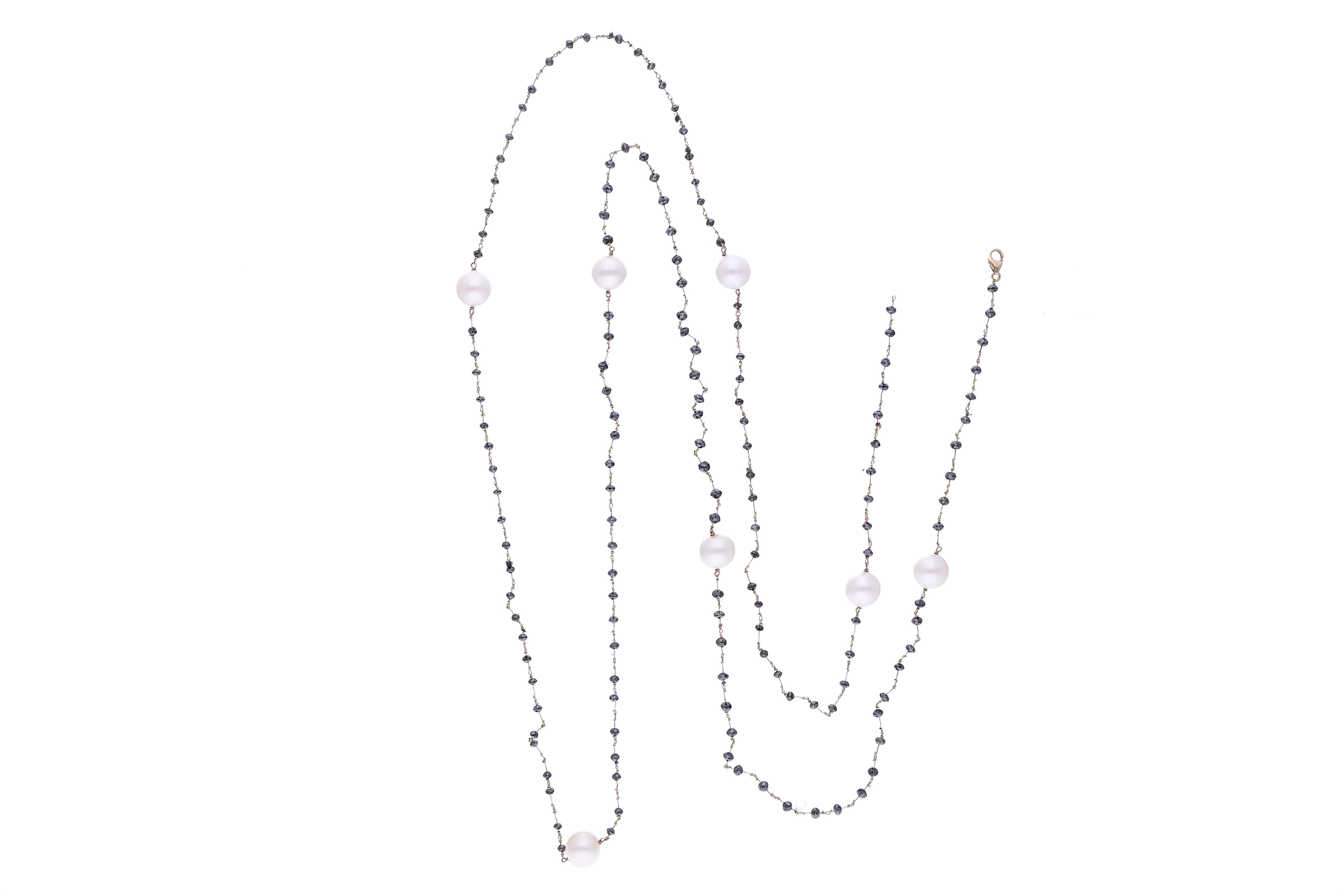 Collana con diamanti neri, pietre e perle coltivate - Asta Preziosi
