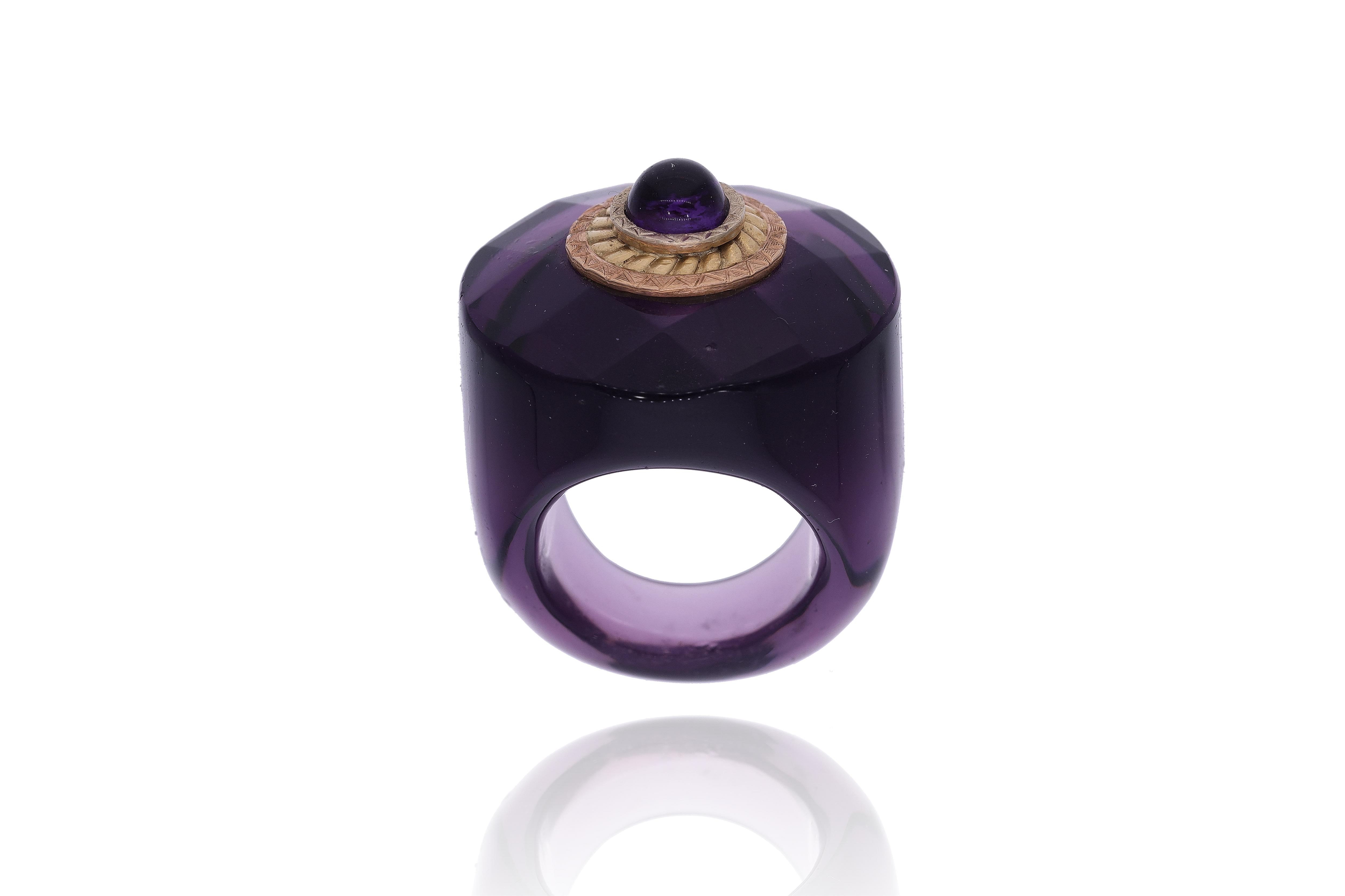 Anello in pietra con ametista - Asta Preziosi