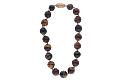 Perugini, collana di occhio di tigre, di falco e di bue - Asta Preziosi Perugini, collana di occhio di tigre, di falco e di bue - Asta Preziosi