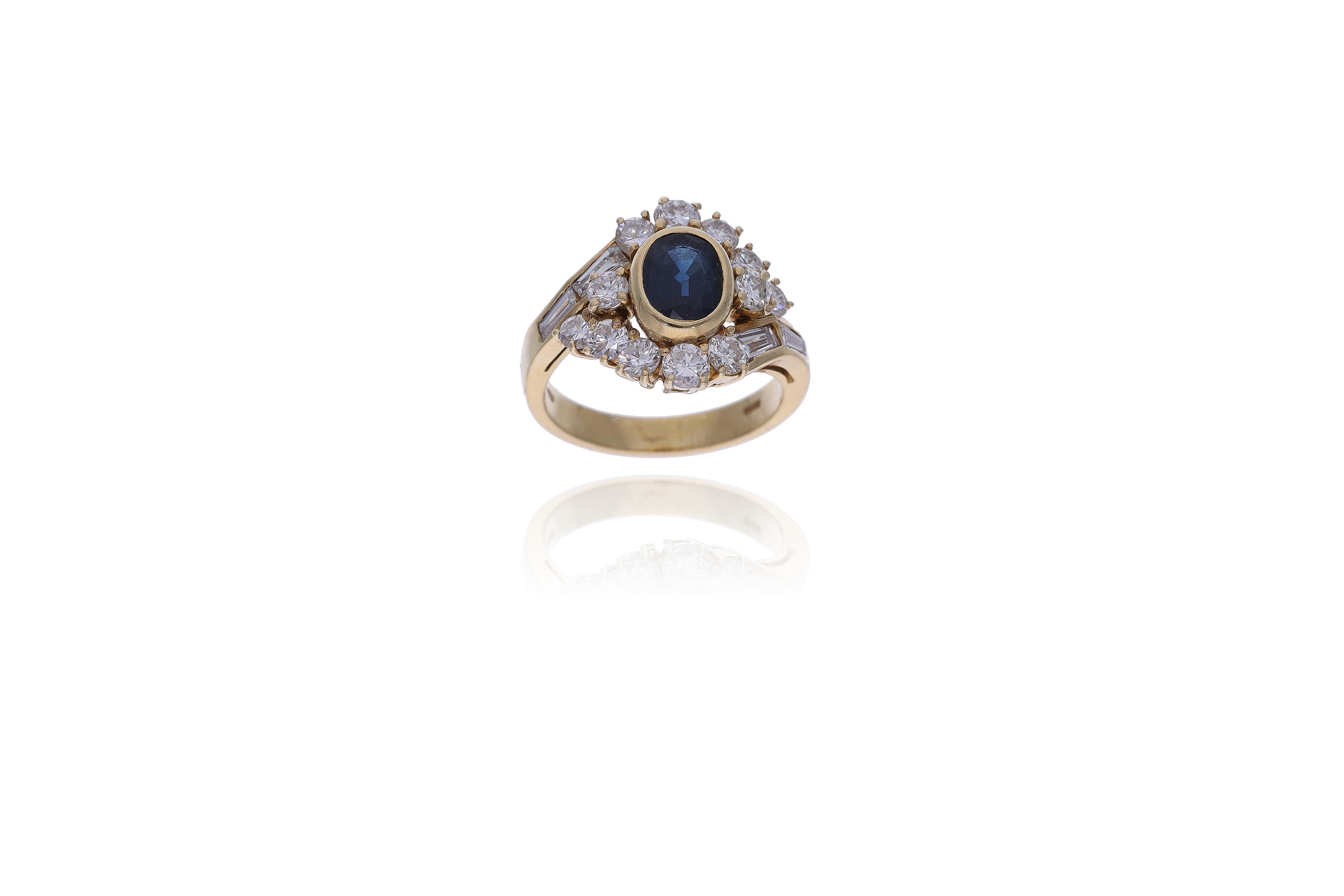 Anello con diamanti e zaffiro - Asta Preziosi