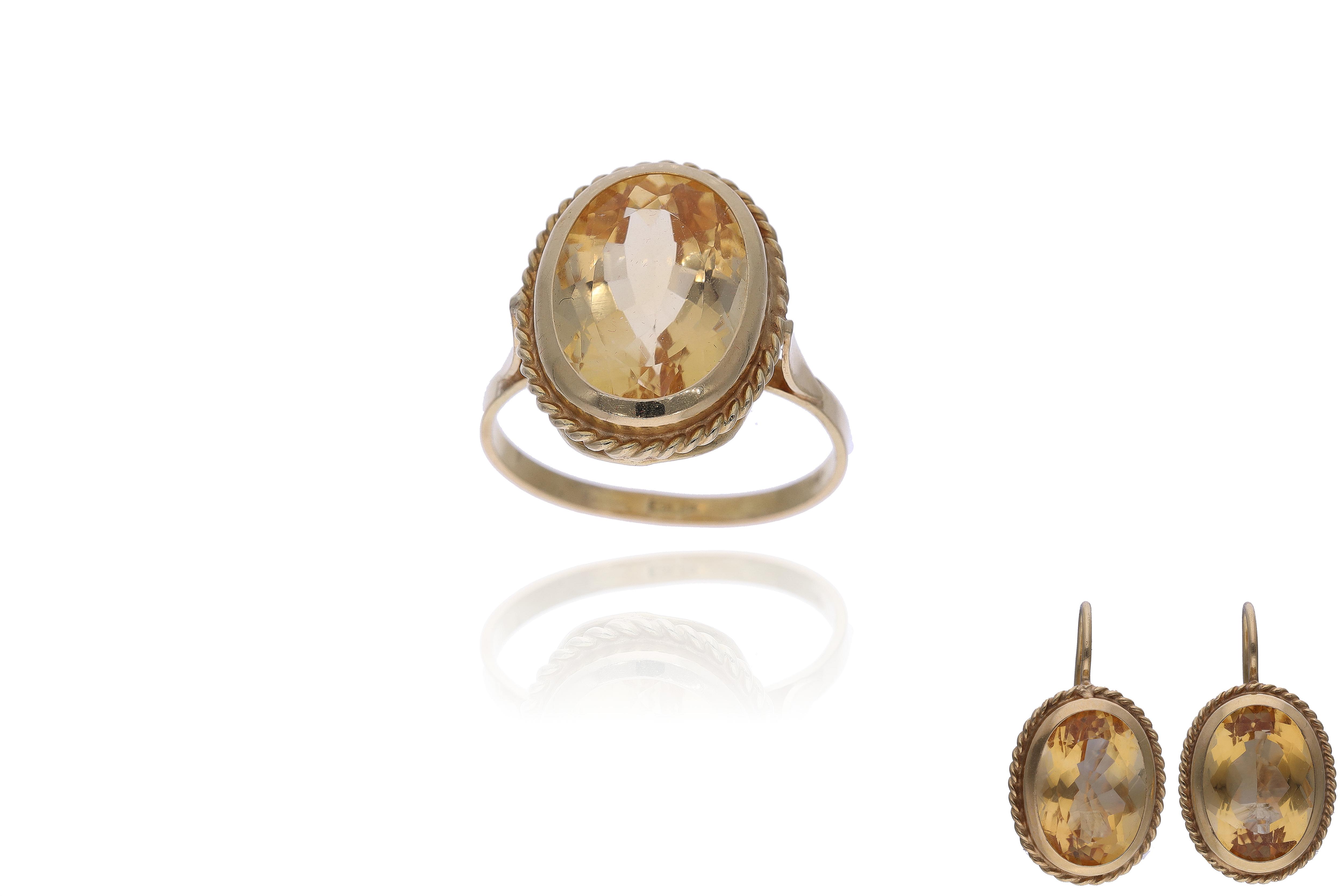 Parure anello e orecchini con quarzi - Asta Preziosi