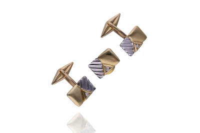 Spilla e gemelli con diamanti - Asta Preziosi