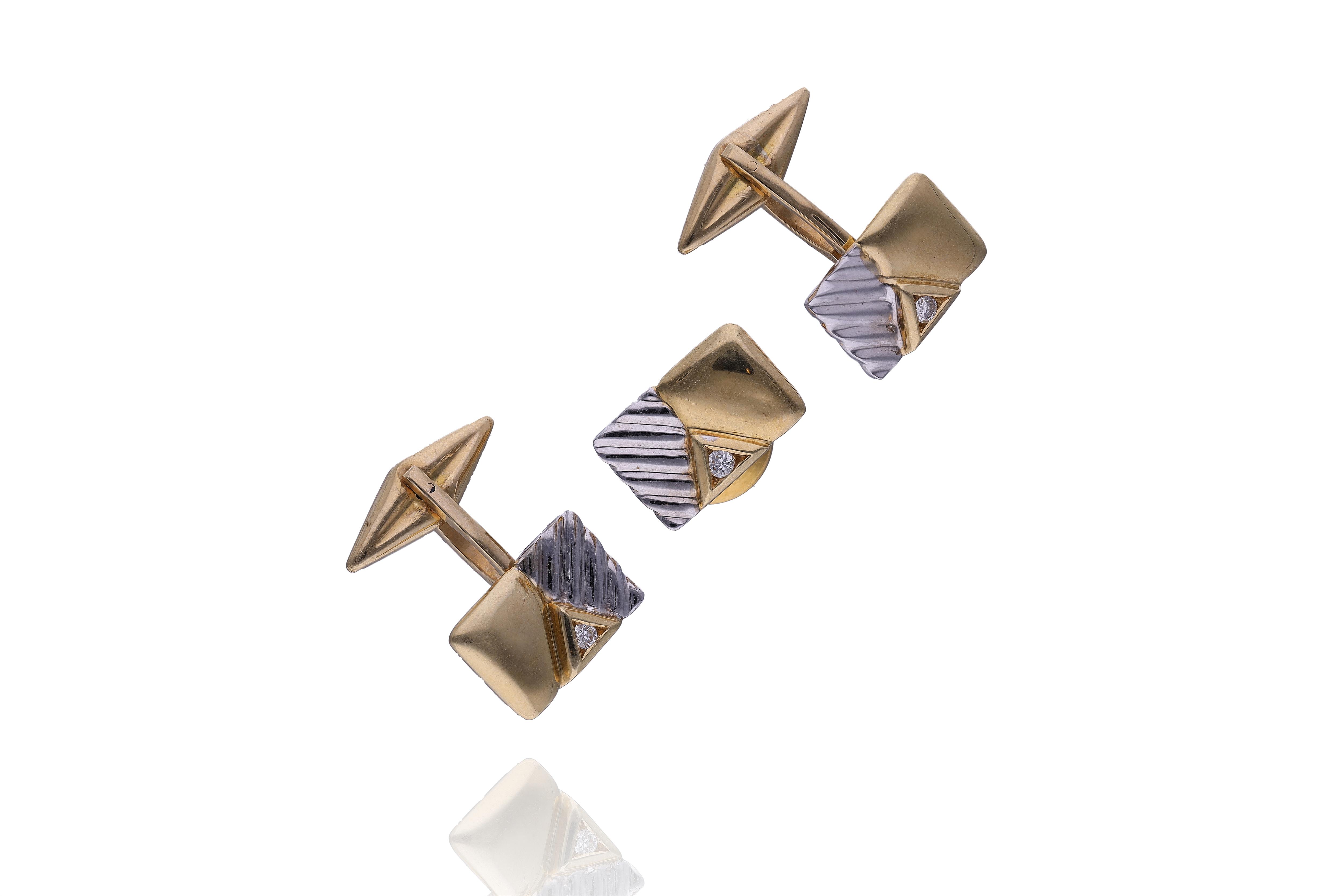 Spilla e gemelli con diamanti - Asta Preziosi