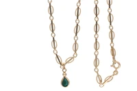 Collana in oro e ciondolo con pietra - Asta Preziosi