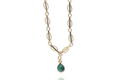 Collana in oro e ciondolo con pietra - Asta Preziosi