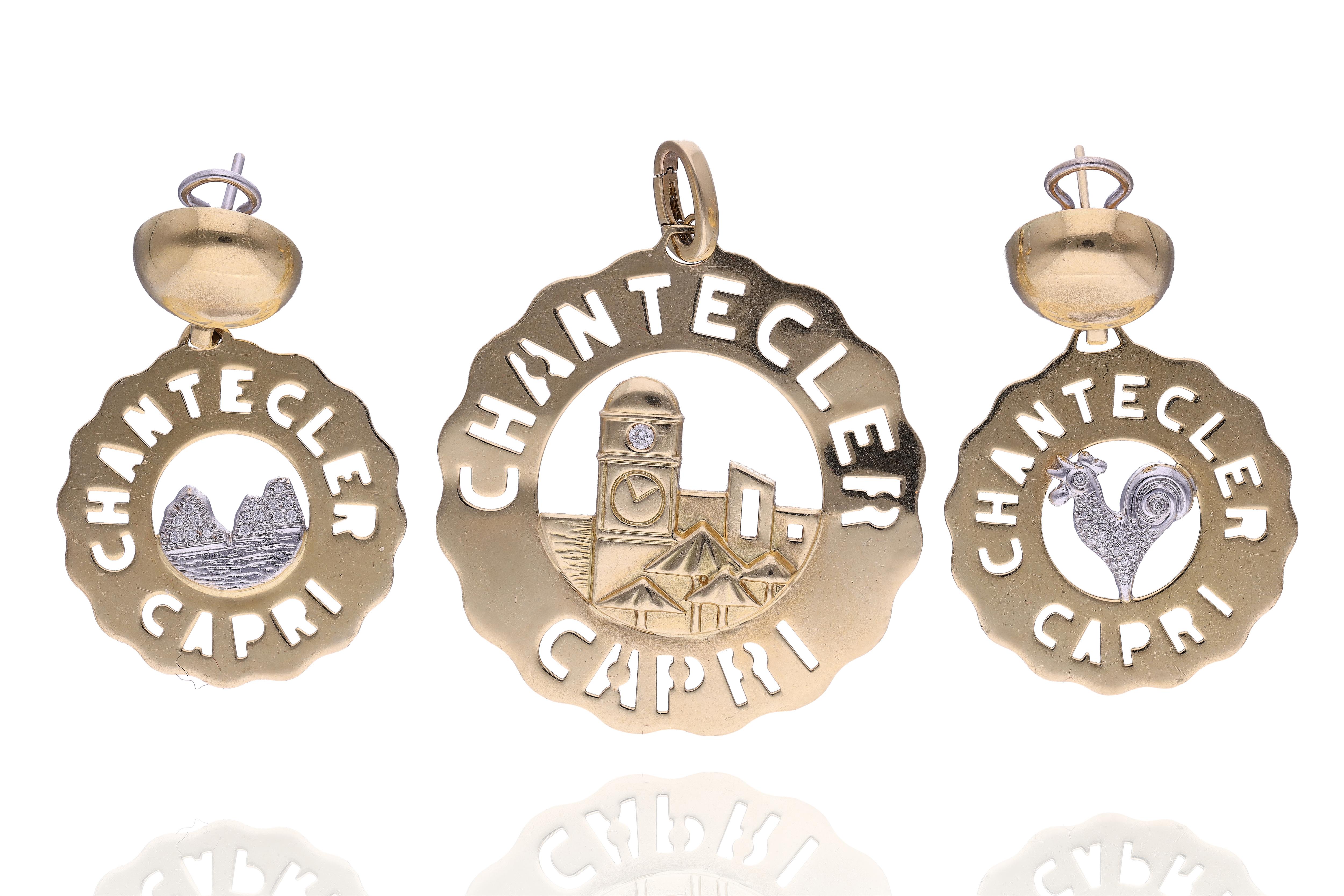 Chantecler, ciondolo e orecchini con diamanti - Asta Preziosi