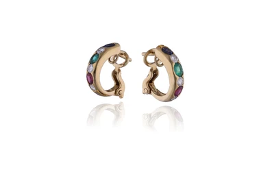 Damiani, orecchini con rubini, smeraldi, zaffiri e diamanti - Asta Preziosi