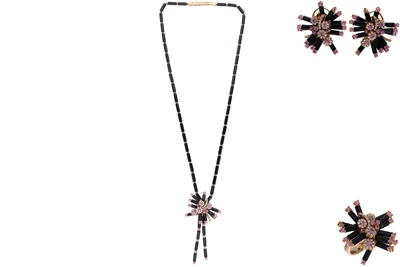 Giovanni Ferraris parure con diamanti, onici e zaffiri rosa - Asta Preziosi