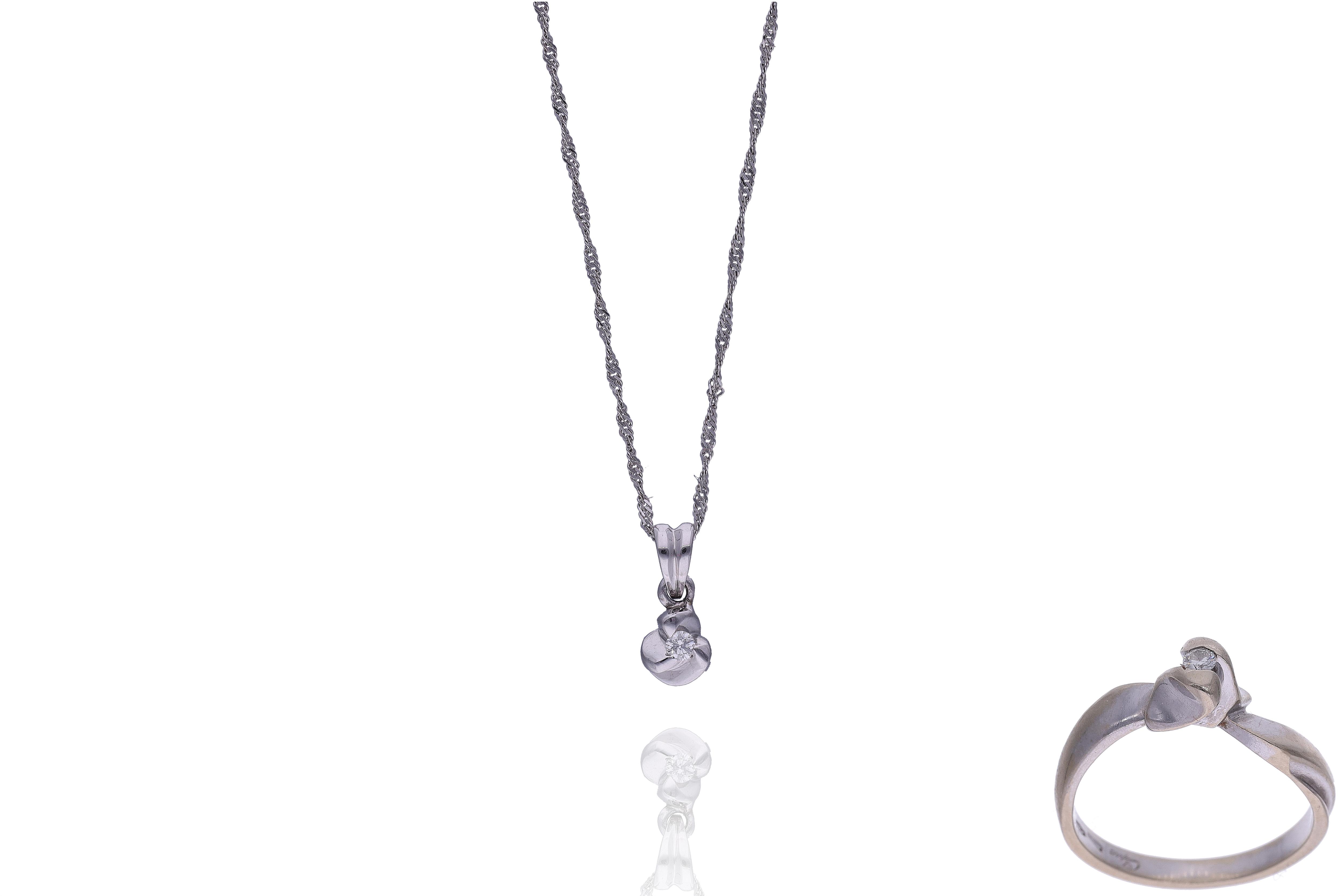 Collana, ciondolo e anello con diamanti - Asta Preziosi