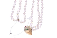 Collana perle coltivate con diamanti, rubino e smeraldo - Asta Preziosi Collana perle coltivate con diamanti, rubino e smeraldo - Asta Preziosi