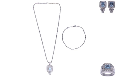 Parure con diamanti e acquemarine - Asta Preziosi