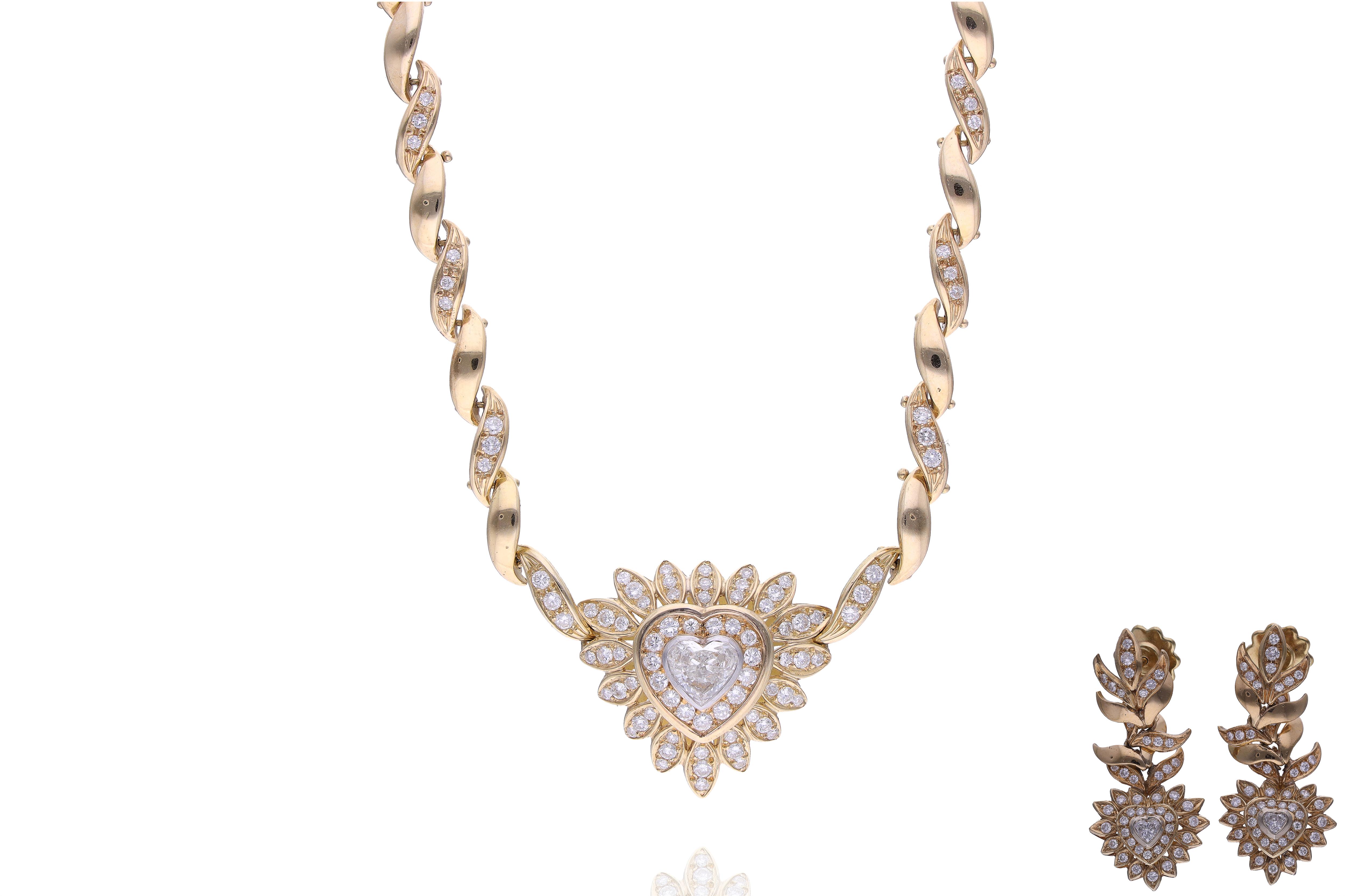 Parure collana e orecchini con diamanti - Asta Preziosi