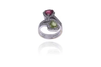 Anello con tormalina, peridoto e diamanti - Asta Preziosi