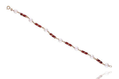 Bracciale con perle coltivate e smalti - Asta Preziosi